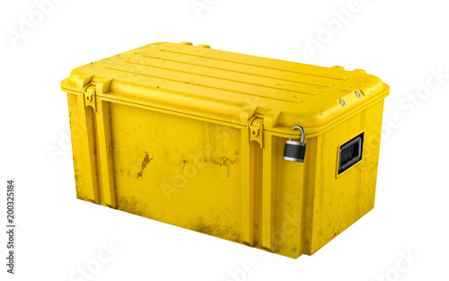 3d render. Yellow plastic case on the lock