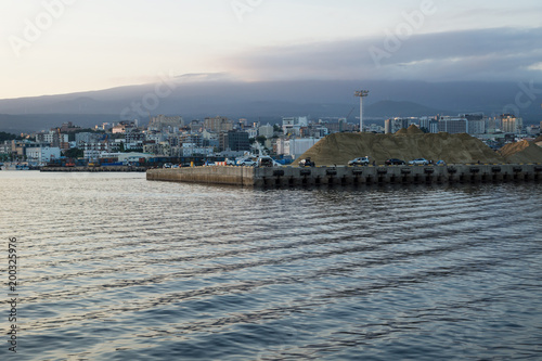 View on harbour and cityscape of Seogwipo, Jeju Island, South Korea photo