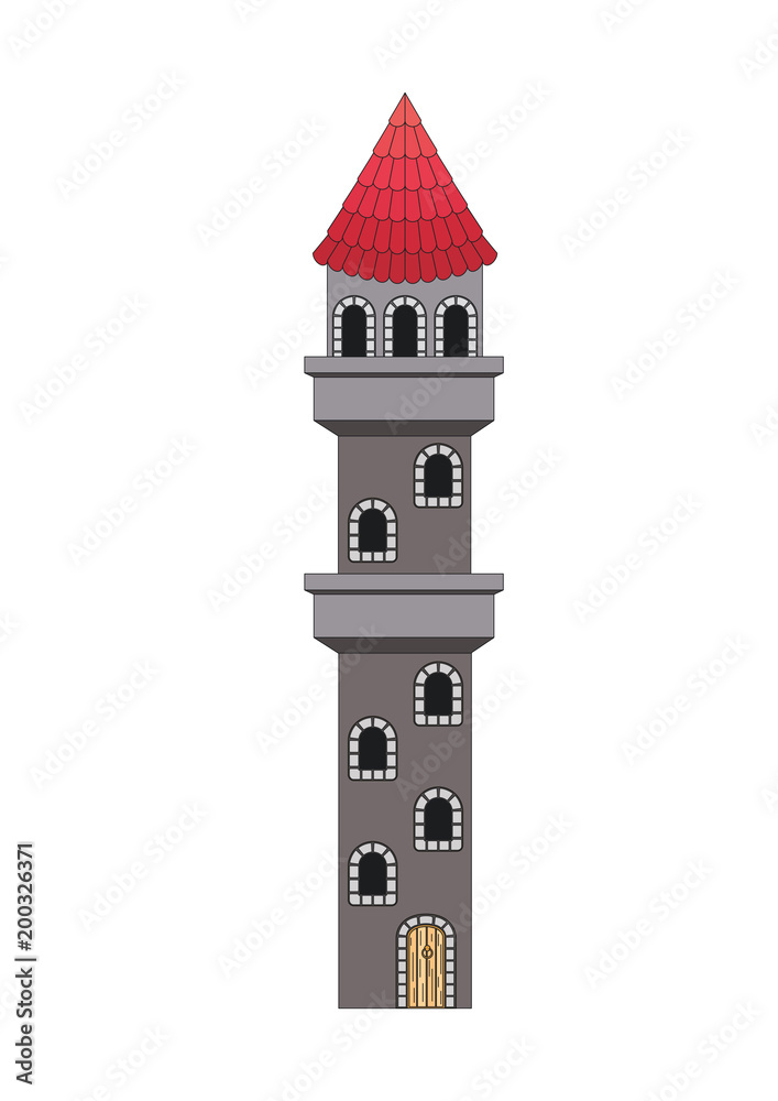 tower of medieval castle with red roof
