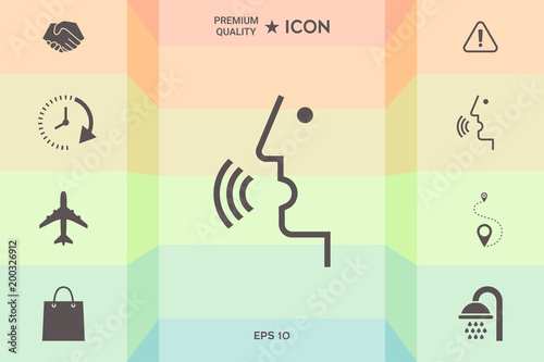 Voice control, person talking - icon