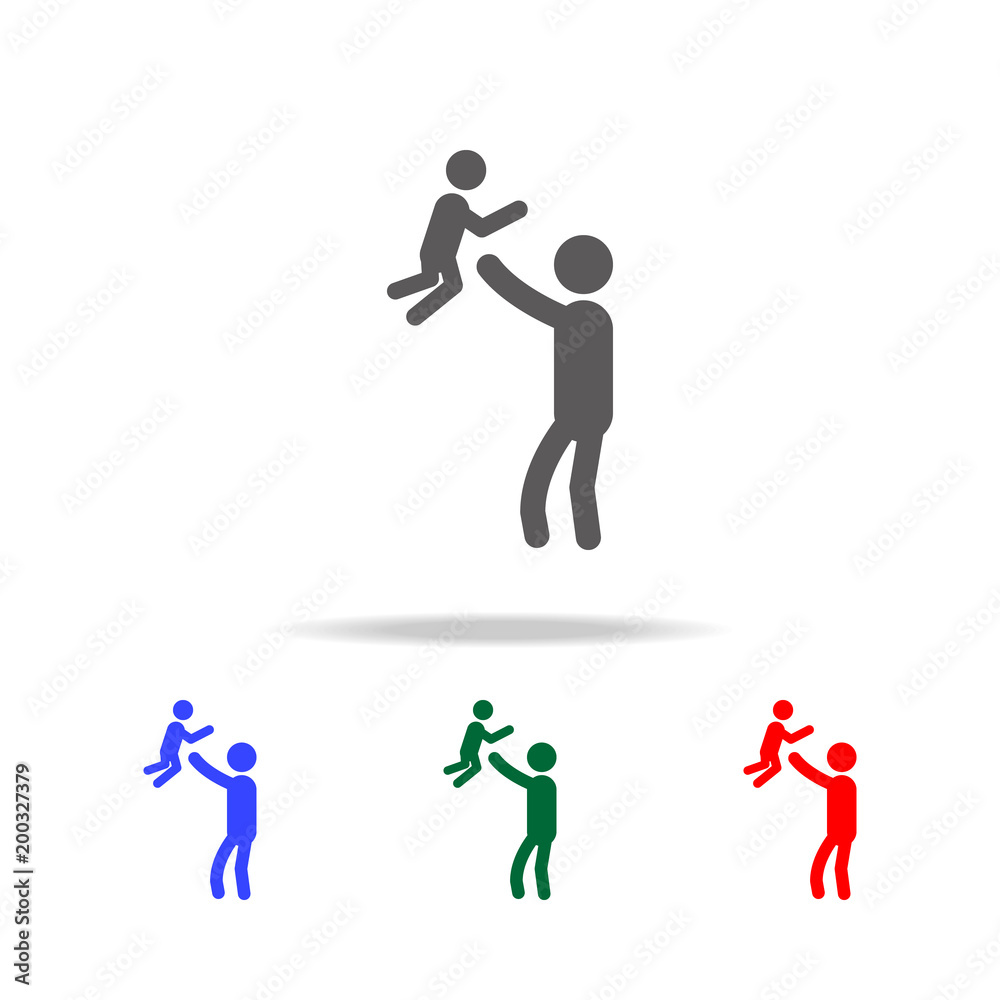 the father throws the child icon. Elements of family multi colored icons. Premium quality graphic design icon