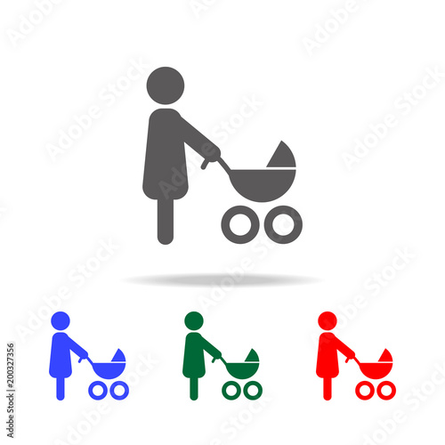 mother with stroller icon in a simple style icon. Elements of family multi colored icons. Premium quality graphic design icon