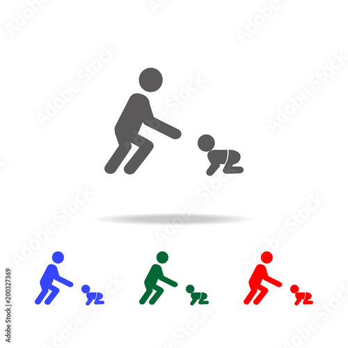 Father plays with the child. A man playing with a toddler icon. Elements of family multi colored icons. Premium quality graphic design icon