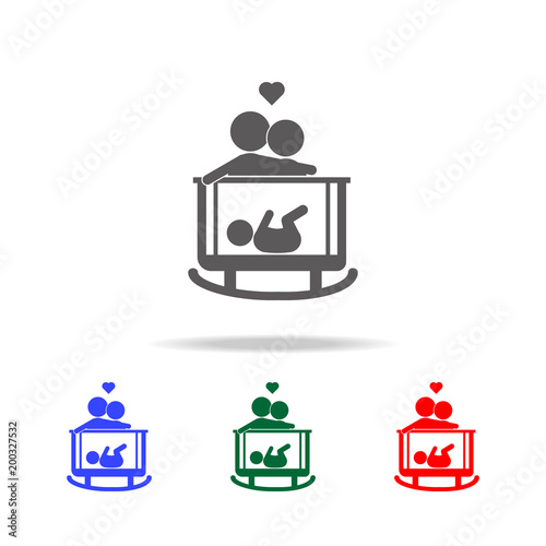 Parents put to sleep the baby icon. Elements of family multi colored icons. Premium quality graphic design icon