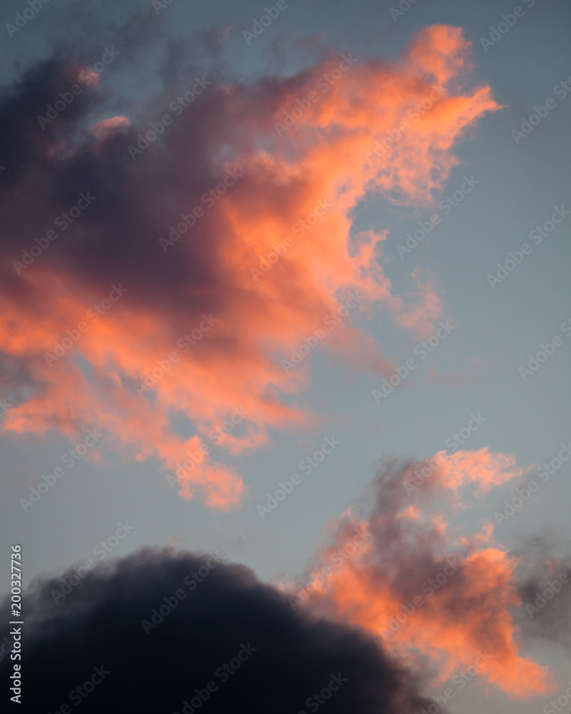 Red clouds sunset sky scape