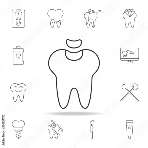 Dental fillings icon. Tooth restoration sign. Detailed set of dental outline line icons. Premium quality graphic design icon. One of the collection icons for websites, web design