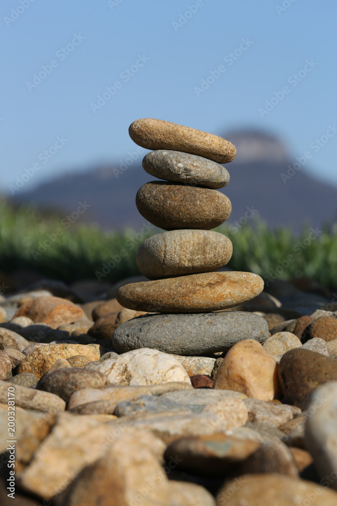 rock pile with Pilot Mountain in the back ground