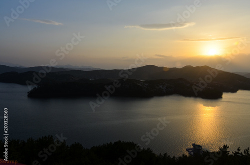 Sunset in Jinyang Lake, South Korea