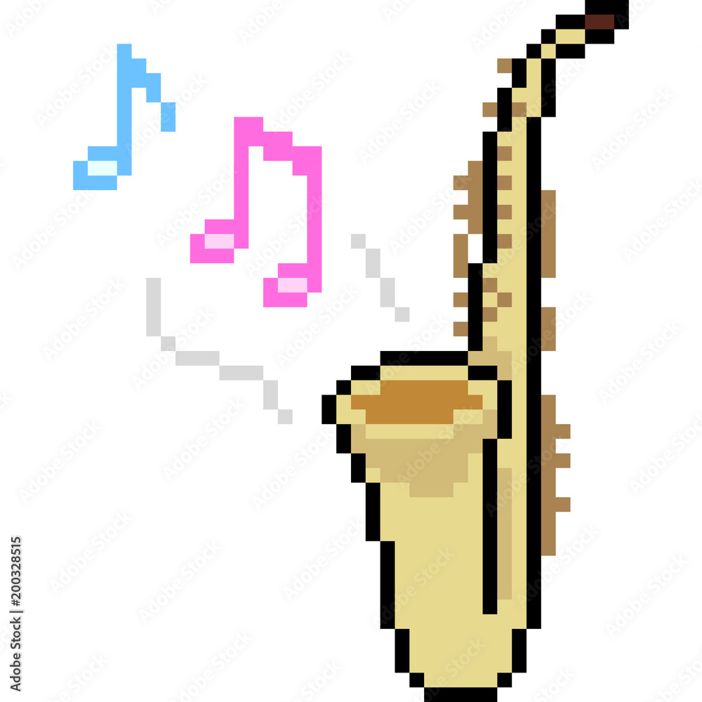 vector pixel art saxophone Stock Vector Adobe Stock