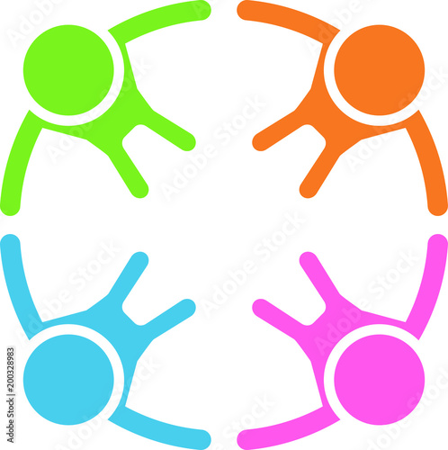 Pop color circle of people
