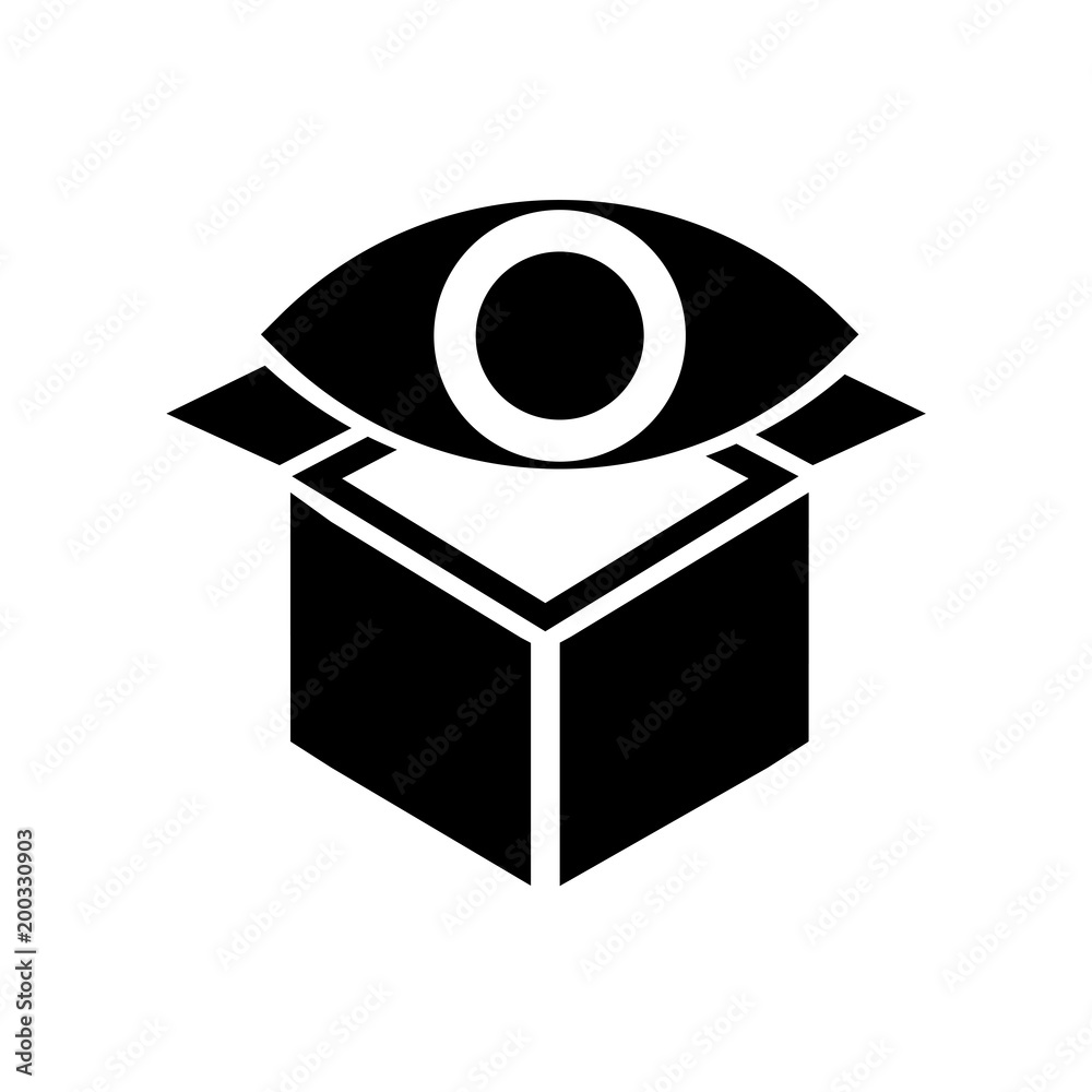 View symbol on delivery opened box icon isolated on white background View symbol on delivery opened box icon isolated on white background