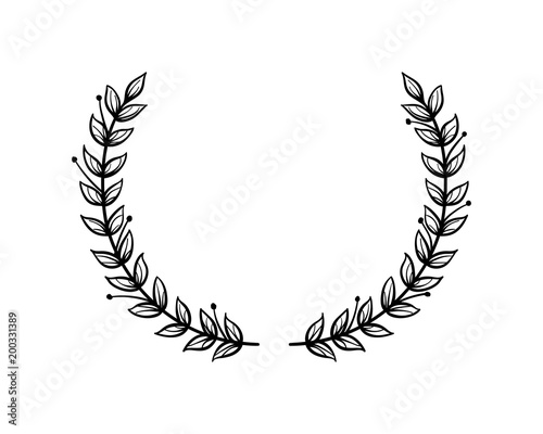 Circular Laurel Foliate, wreath drawing award, achievement, heraldy