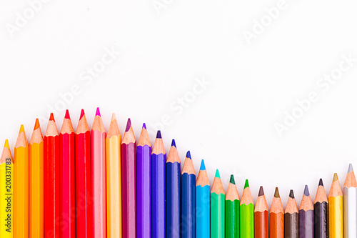 pencils color on white background , pencils color group