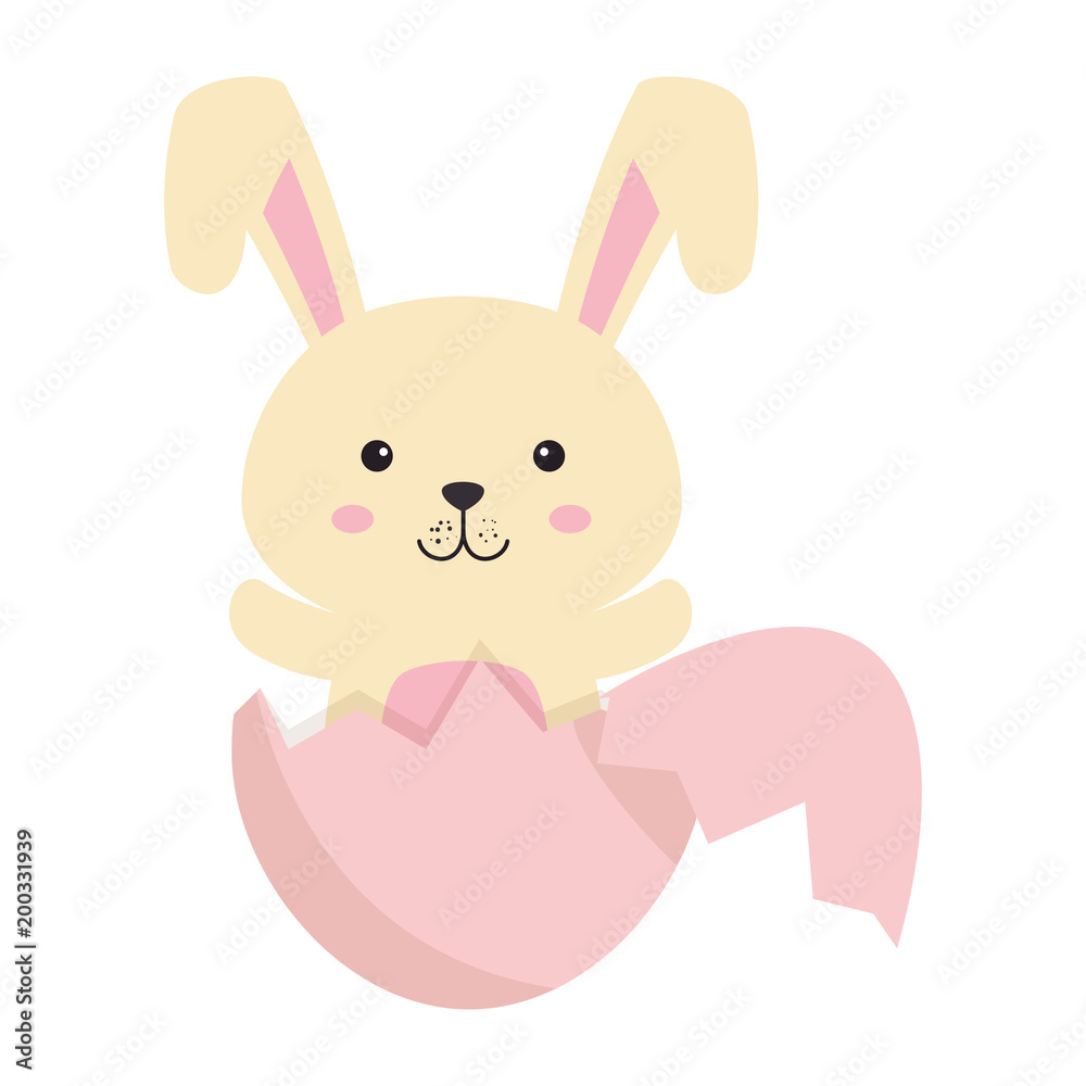 cute rabbit with broken shell egg easter celebration vector illustration design cute rabbit with broken shell egg easter celebration vector illustration design