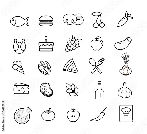 Set of grocery icons on white background. Vector elements for retail, store and etc. EPS10.