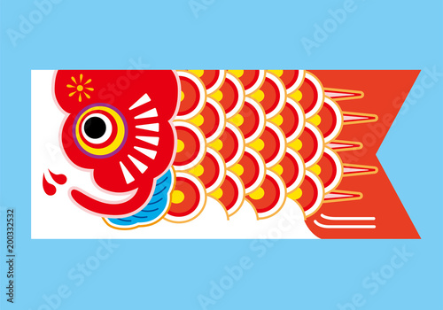 鯉のぼりのイラスト（レッド）｜端午の節句のイメージ｜ベクターデータ｜carp streamer
