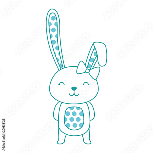 cute rabbit easter celebration vector illustration design