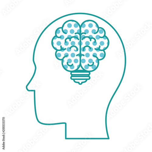 human profile with bulb and brain vector illustration design
