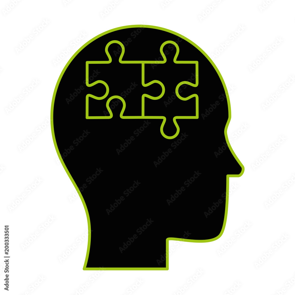 human profile thinking with puzzle pieces vector illustration design human profile thinking with puzzle pieces vector illustration design