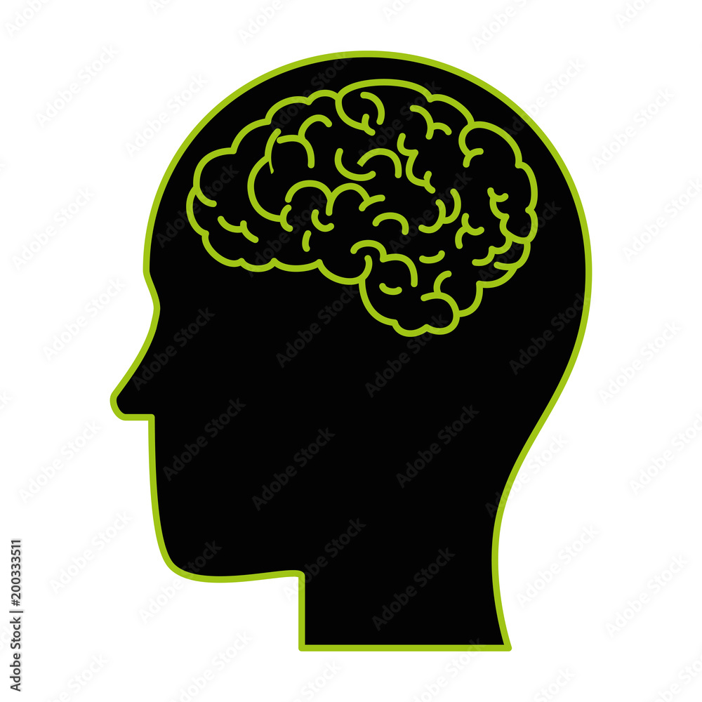 profile with brain human organ icon vector illustration design profile with brain human organ icon vector illustration design