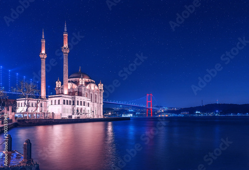 Ortakoy Mosque near Bosphorus in Istanbul, Turkey photo
