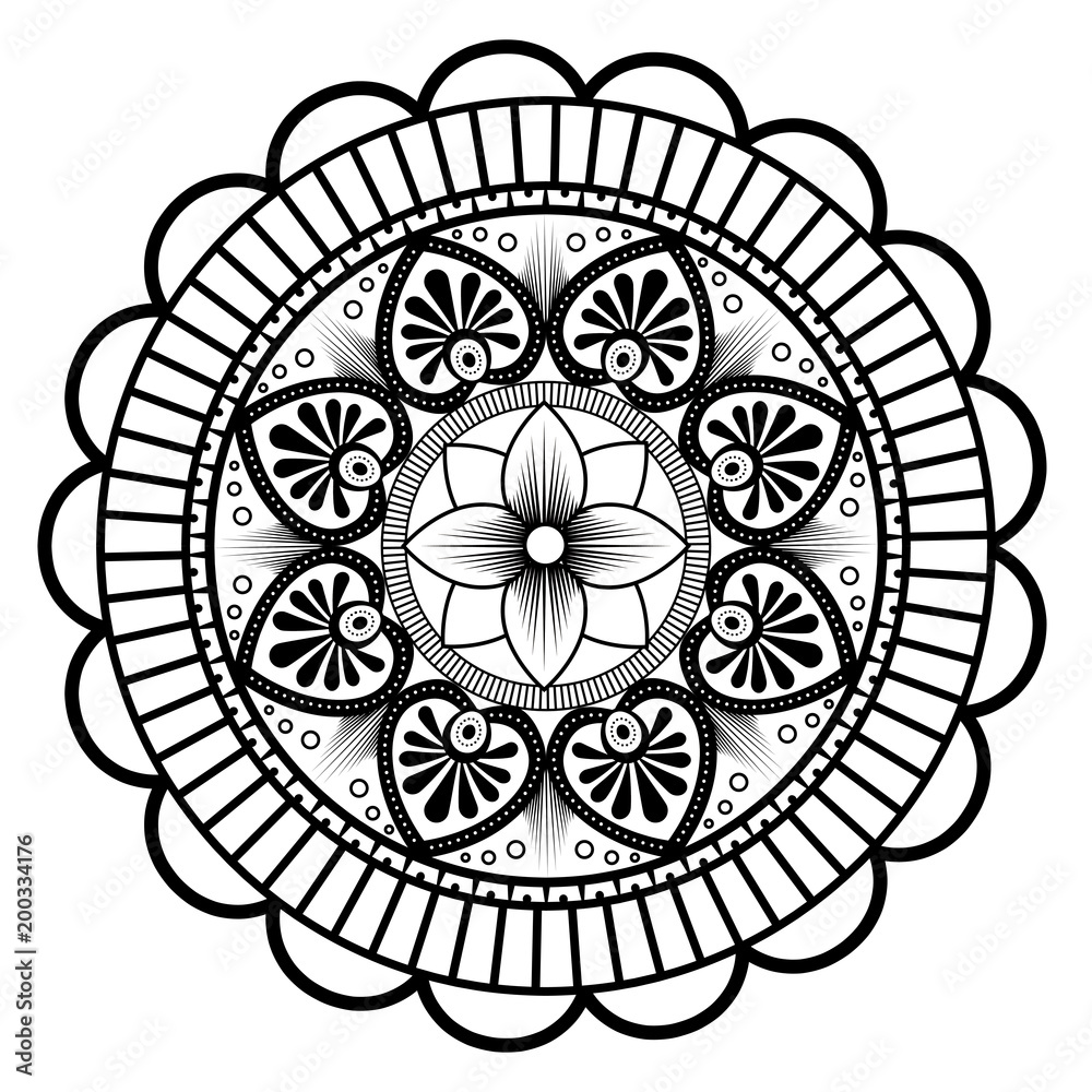 monochrome and circular mandala vector illustration design