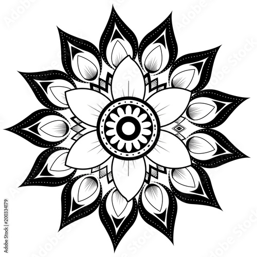 monochrome and circular mandala vector illustration design