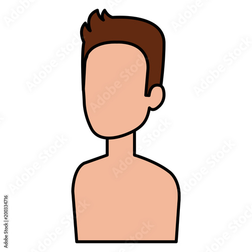 young man shirtless avatar character vector illustration design