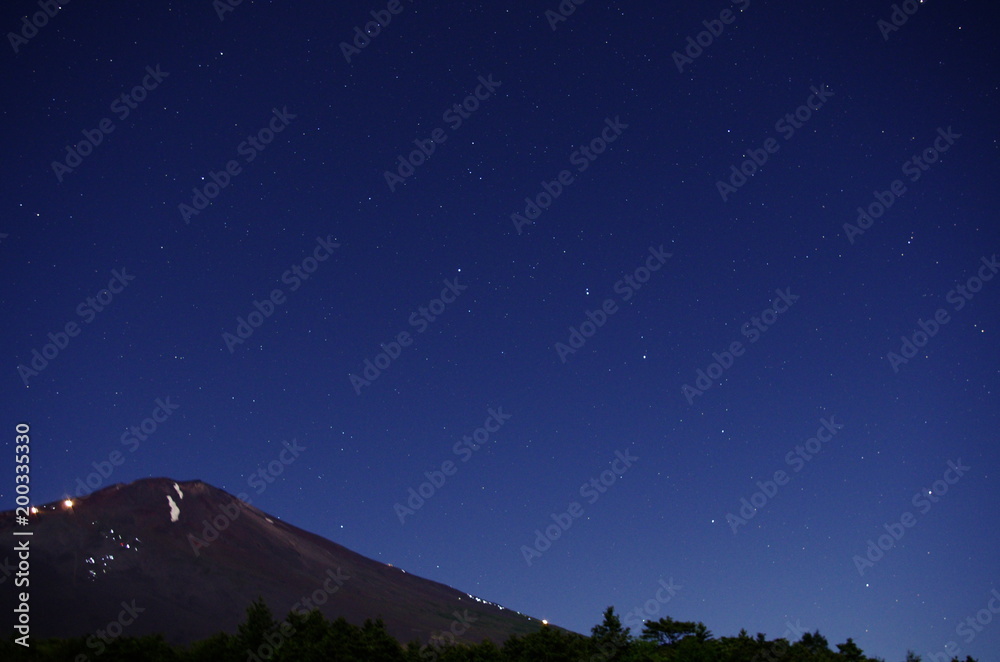 夏の富士山と北斗七星