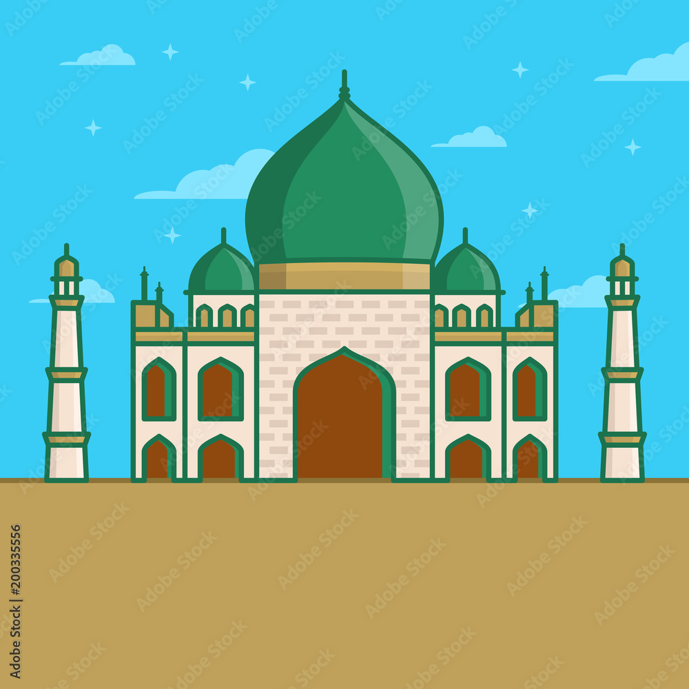 Arabic mosque icon in linear style Vector illustration