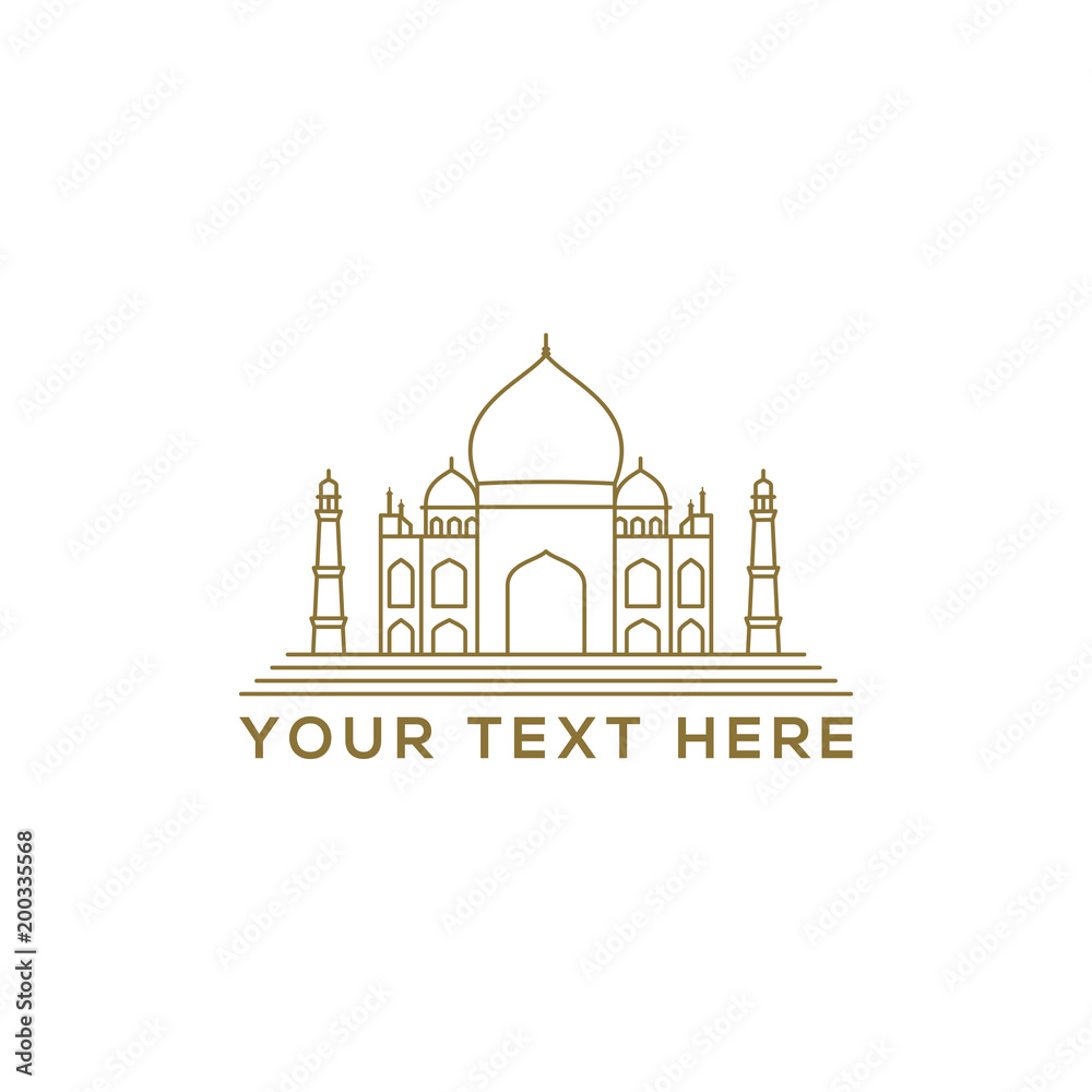 Arabic mosque icon in linear style Vector illustration