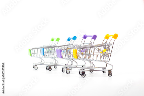 Shopping car on white background photo