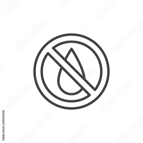 No water outline icon. linear style sign for mobile concept and web design. Water drop forbidden simple line vector icon. Symbol, logo illustration. Pixel perfect vector graphics