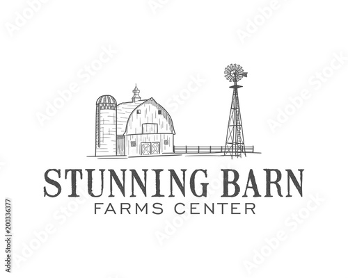 Awesome Barn Farm center Logo hand drawn 