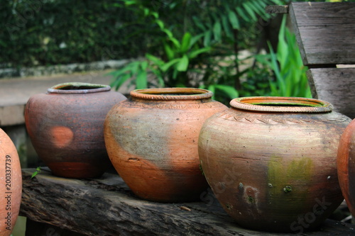 Clay pot for water.