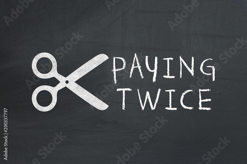 Scissors and paying twice text