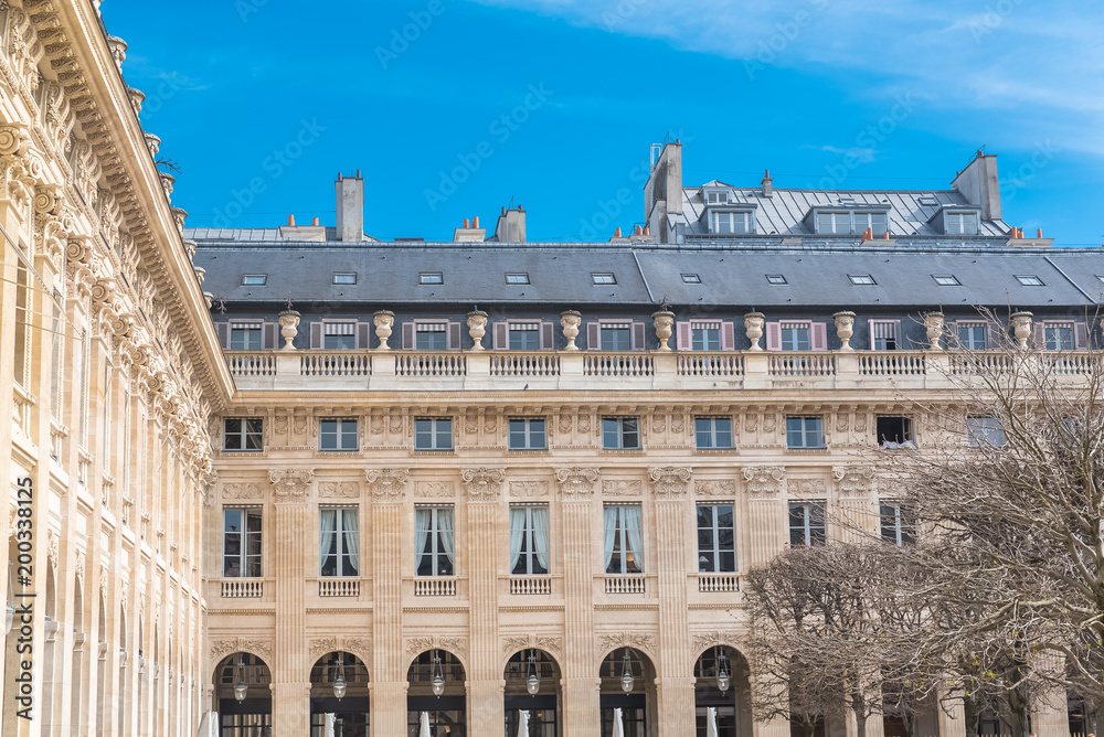 Paris, the Palais Royal gardens, beautiful facade
