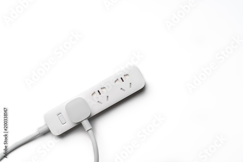 socket and plug electric power bar white color isolate. save energy and reduce energy efficiency concept