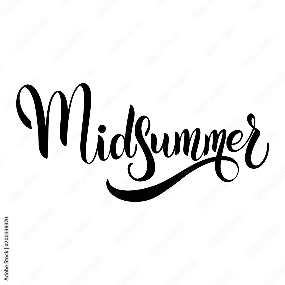 Midsummer lettering. Elements for invitations, posters greeting cards