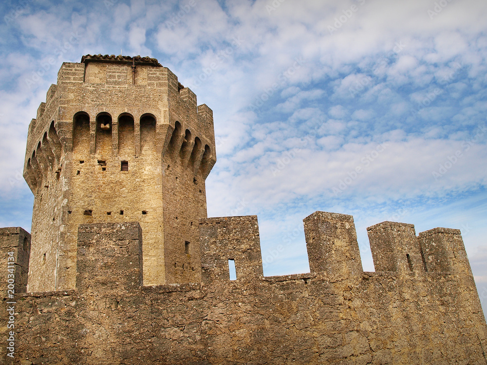 The Cesta Tower with blue sky background in San Marino	
