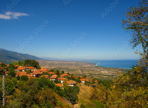 Panoramic view of the picturesque tourist village of old Panteleimonas village in Pieria  Greece 