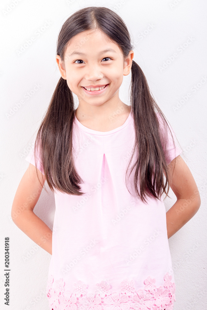 Cute little girl Asian isolated in white background Cute little girl Asian isolated in white background