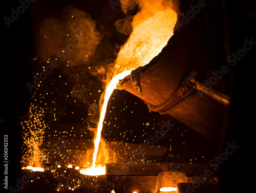 Metal melting, industrial casting photo