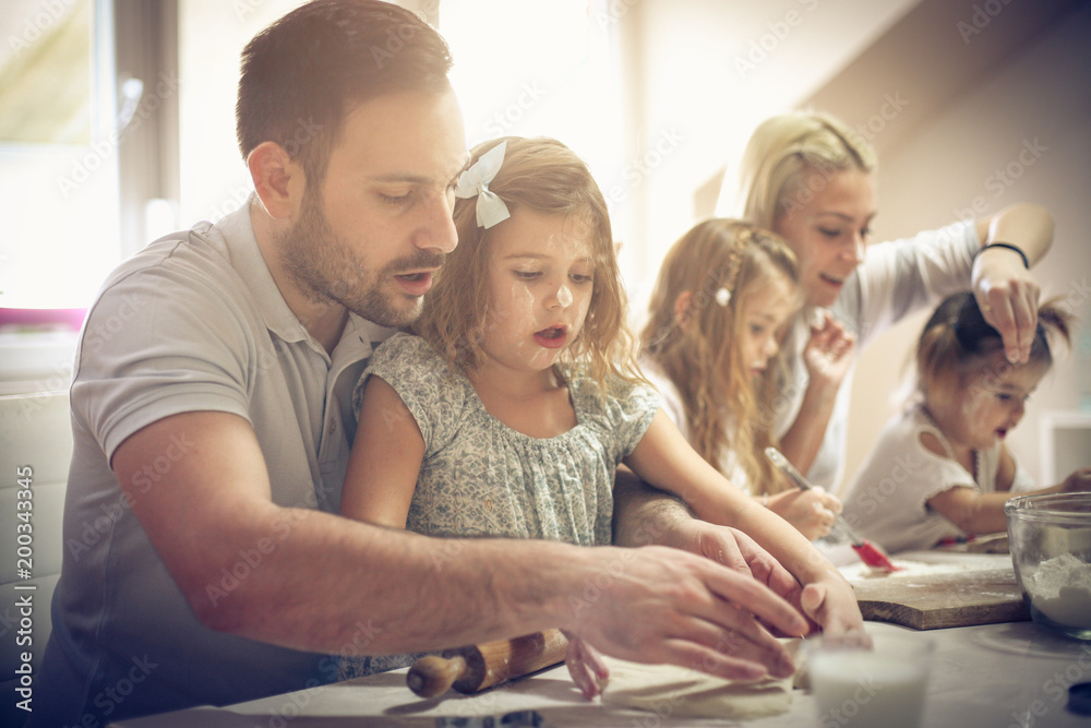 Fototapeta premium Help in making bread.