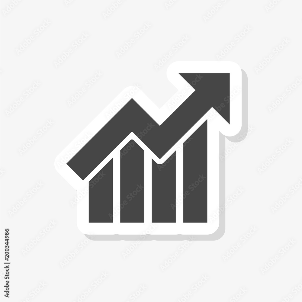 Growth chart sticker, Business graph, simple vector icon Growth chart sticker, Business graph, simple vector icon
