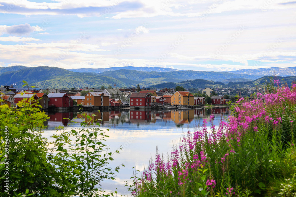 The Mosjøen city by the river in Northern Norway