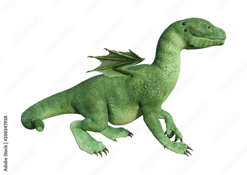 3D Rendering Fantasy Hatchling Dragon on White 3D Rendering Fantasy Hatchling Dragon on White