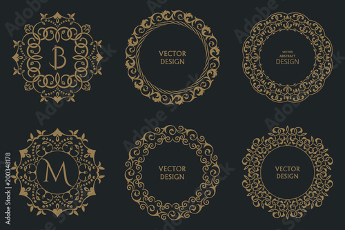 Set of circular baroque patterns