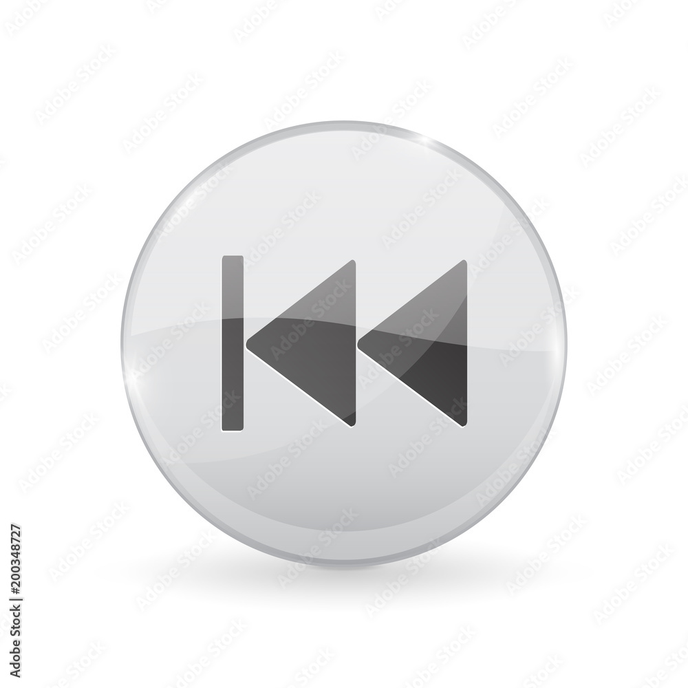 Rewind button. Glass shiny 3d icon Rewind button. Glass shiny 3d icon