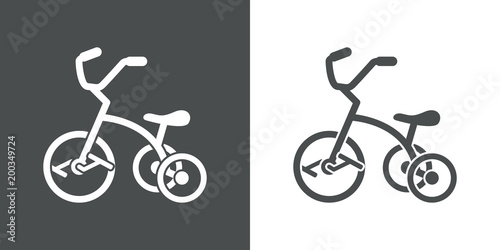 Icono plano triciclo en gris y blanco photo